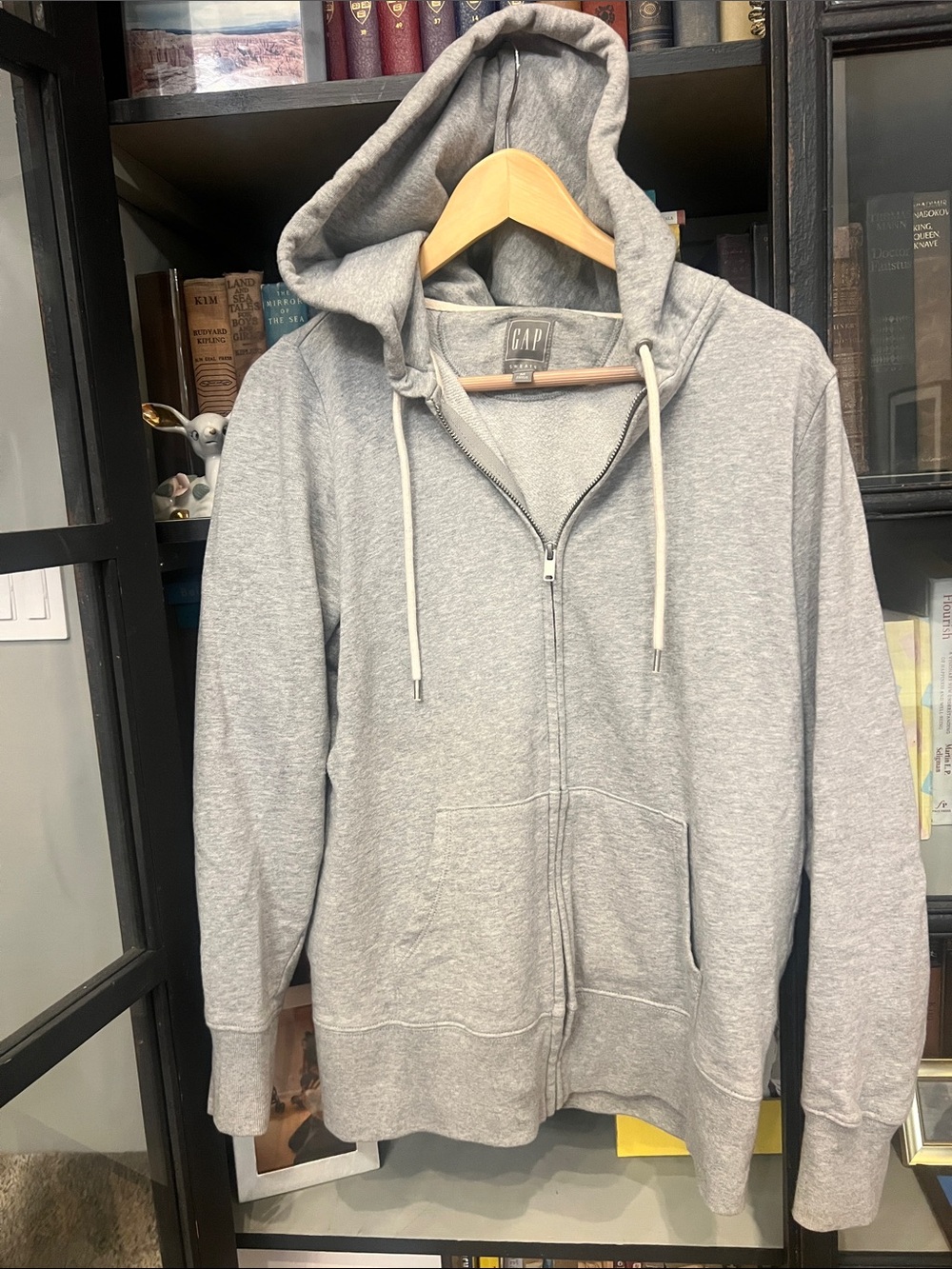 GAP Light Gray Full-Zip Hoodie Sweatshirt